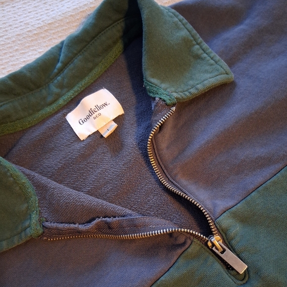 Goodfellow 100% Cotton Blue and Navy Quarter-Zip Pullover - Picture 3 of 6